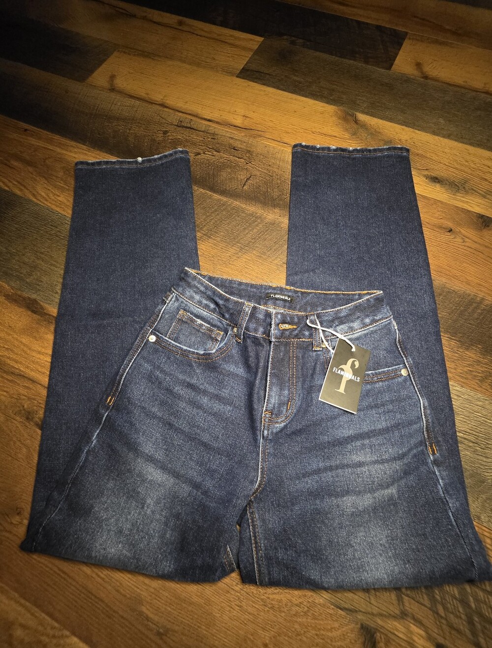 Flamingals XS Dark Blue Women's High-Rise Straight Jeans